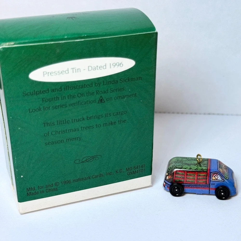 1996 Hallmark Keepsake Ornament On the Road Series 4 Blue Christmas Tree Truck